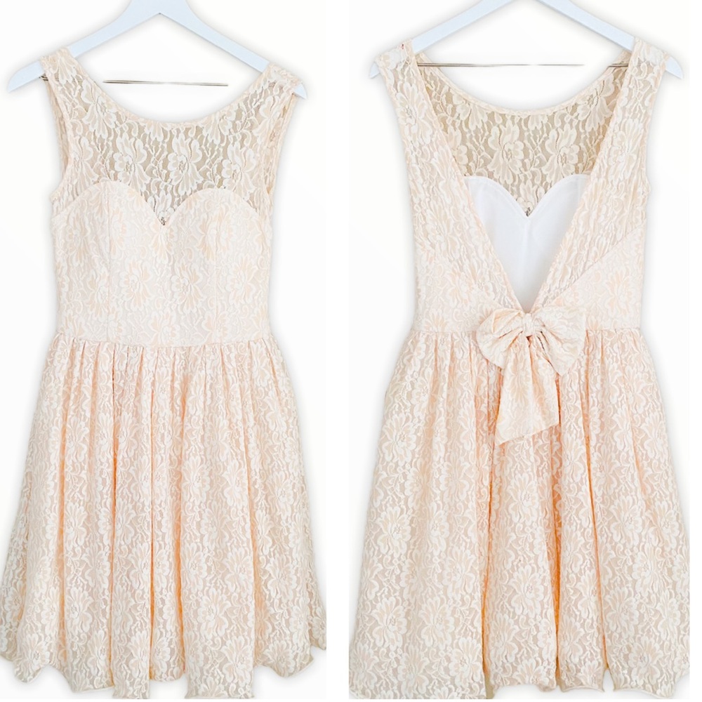 Chi Chi London Blush Pink Lace Cocktail Dress Size 8 - Picture 1 of 8